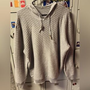 Casual Waffle Pattern Gray Hoodie Sweatshirt XL